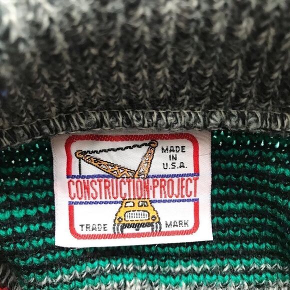 Vintage Construction Project Coogi style knit sweater EUC fits like 8-9Y - Picture 5 of 7